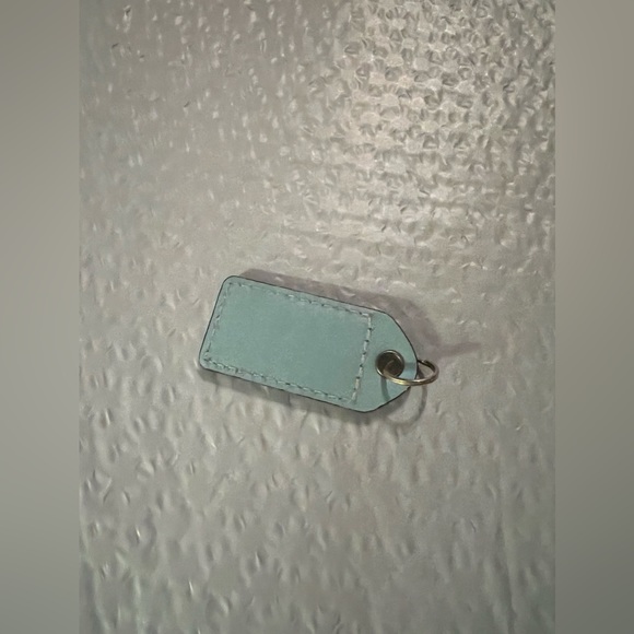 COACH BLUE PATENT LEATHER NICKEL KEY FOB BAG CHARM KEYCHAIN HANG TAG - Picture 2 of 2